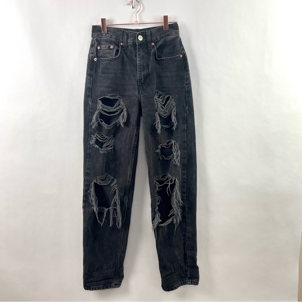 BDG Urban Outfitters High-Rise Baggy Jeans Light Black Wash Distressed/Ripped 24